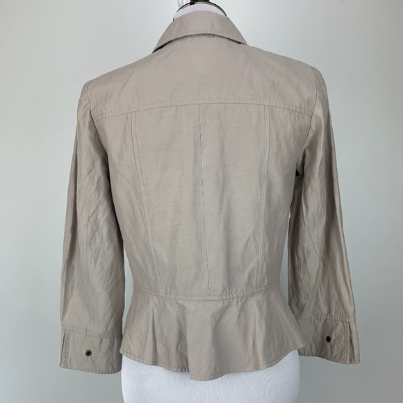 Women Jacket Beige Size 4 Anthracite By Muse Animal Print Lining - Picture 5 of 9